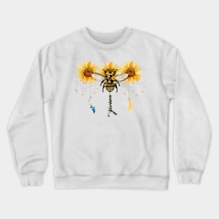 Queen Bee Boho Sunflowers Feathers Crewneck Sweatshirt